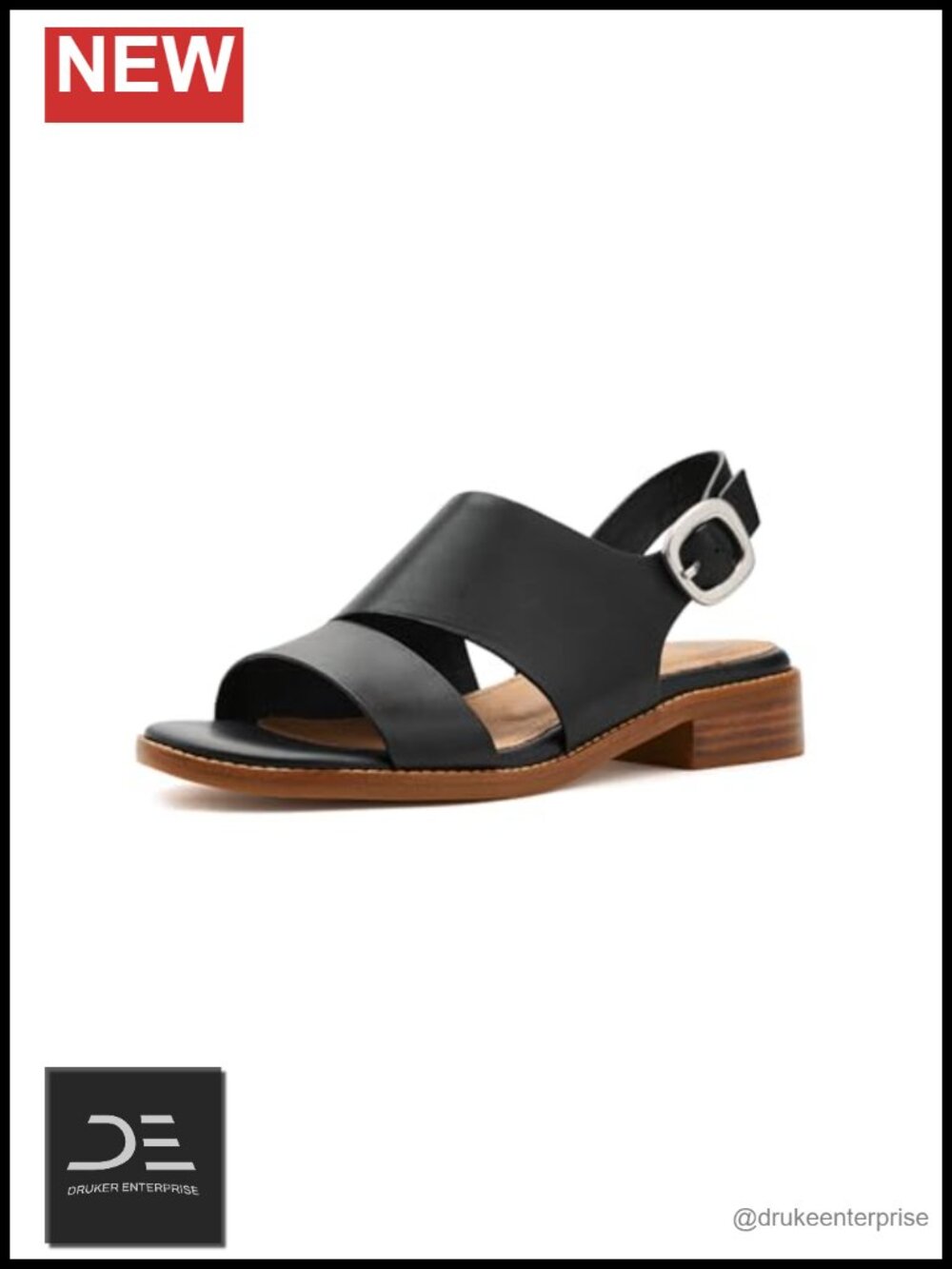 Leather Slingback Platform Wedge Sandals Block Heel
